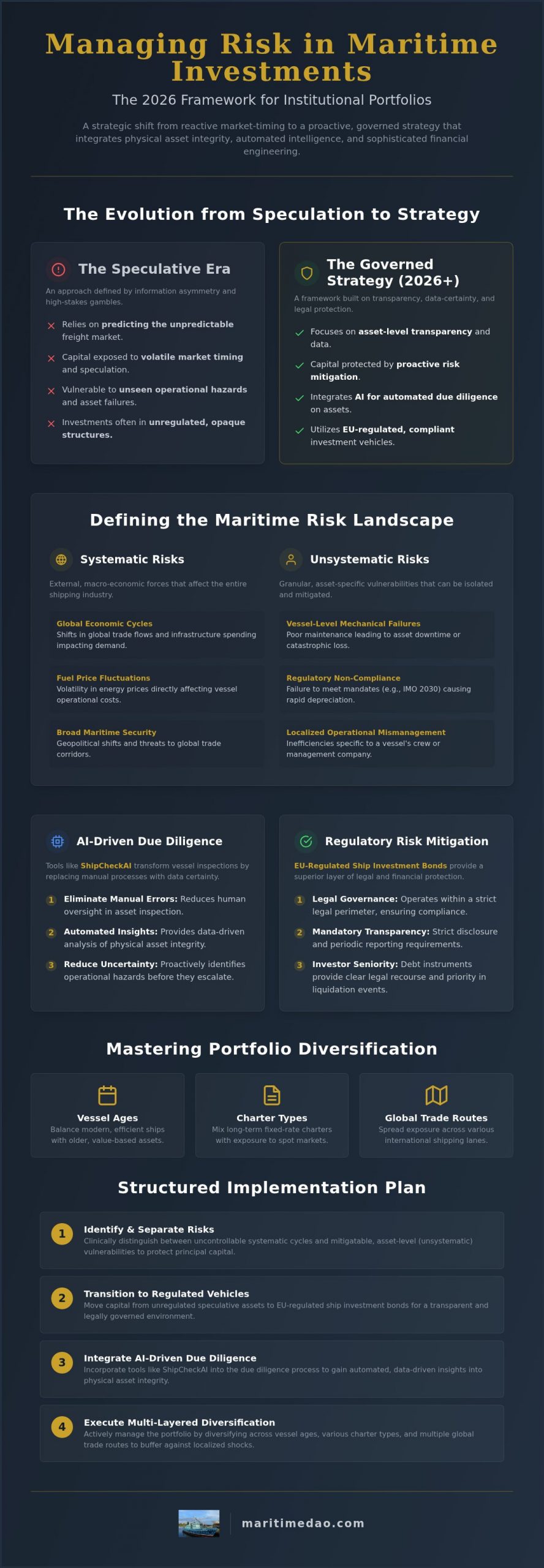 Managing Risk in a Maritime Investment Portfolio: The 2026 Institutional Framework